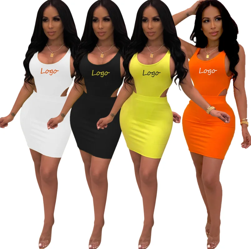 Solid Color Sleeveless Cut Out Summer Dresses Women Clothing Two Piece Set, As picture
Solid Color Sleeveless Cut Out Summer Dresses Women Clothing Two Piece Set, As picture