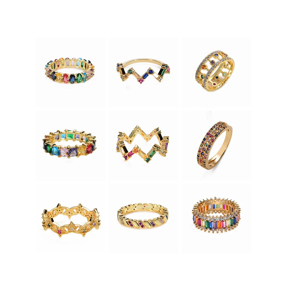 Real 18k Gold Plated Stackable Multicolor CZ Crystal Finger Rings Rainbow Zirconia Rings for women
Real 18k Gold Plated Stackable Multicolor CZ Crystal Finger Rings Rainbow Zirconia Rings for women