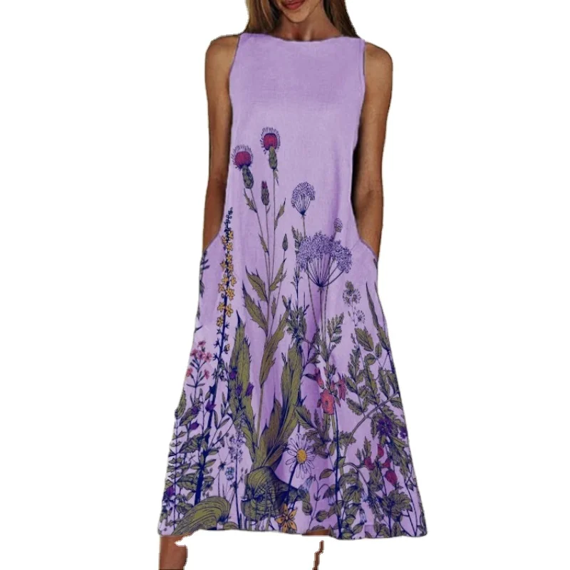 New Fashion Women's Elegant Sleeveless Print A-Line Dress Round Neck Casual Party Dresses Girls Sweet Long Dress Plus Size
New Fashion Women's Elegant Sleeveless Print A-Line Dress Round Neck Casual Party Dresses Girls Sweet Long Dress Plus Size