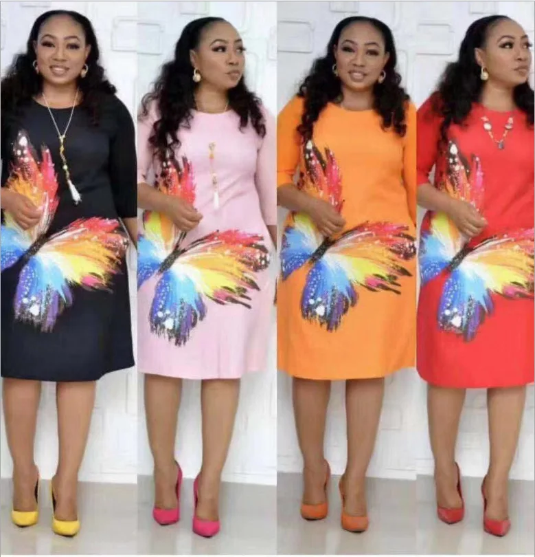 2020 new women's dress African women's butterfly prints plus-size dress women casual dress, As showed
2020 new women's dress African women's butterfly prints plus-size dress women casual dress, As showed