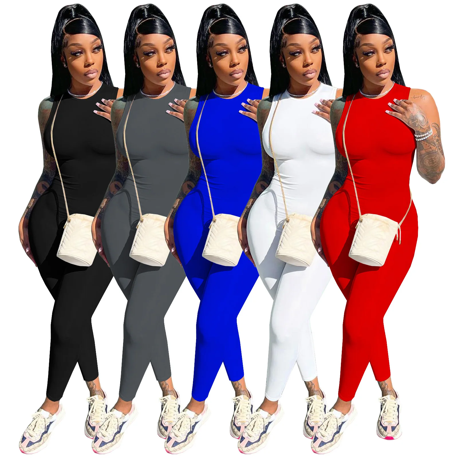 Custom Logo Solid Color Round Neck Bodycon Romper For Women Sleeveless Skinny Casual One Piece Jumpsuit
Custom Logo Solid Color Round Neck Bodycon Romper For Women Sleeveless Skinny Casual One Piece Jumpsuit