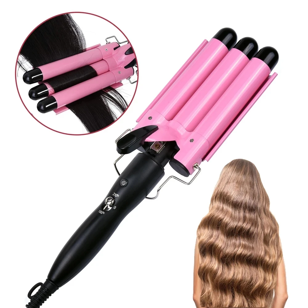 Professional Triple Barrel Hair Wand Curler Electric No Heat Auto Rotating Curing Iron Ceramic Hair Curler, Pink/gold/customs
Professional Triple Barrel Hair Wand Curler Electric No Heat Auto Rotating Curing Iron Ceramic Hair Curler, Pink/gold/customs