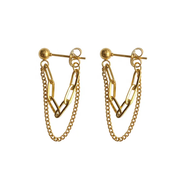 18K gold jewelry stainless steel earrings personality multi layered tassel earrings women fashion earrings 2020
18K gold jewelry stainless steel earrings personality multi layered tassel earrings women fashion earrings 2020