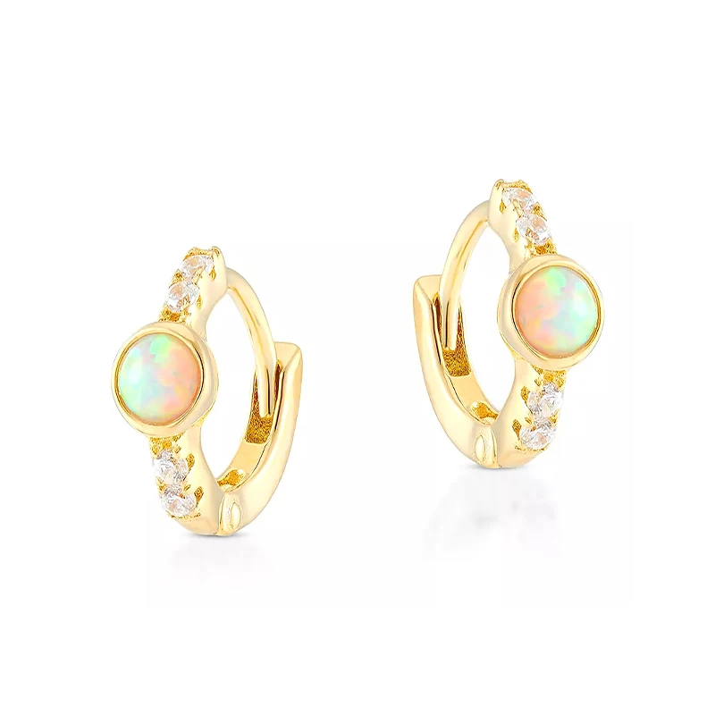 Korean New Design Fine Jewelry Earings 18K Gold Plated Luxury Diamond Colored Opal Hoop Earrings Women
Korean New Design Fine Jewelry Earings 18K Gold Plated Luxury Diamond Colored Opal Hoop Earrings Women