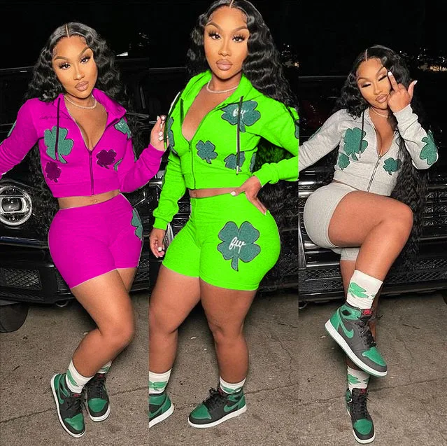 2021 Womens Long Sleeve Outfits Two Piece Pattern Print Zipper Front High Waist Shorts Set Biker Short Set, 3 colors
2021 Womens Long Sleeve Outfits Two Piece Pattern Print Zipper Front High Waist Shorts Set Biker Short Set, 3 colors