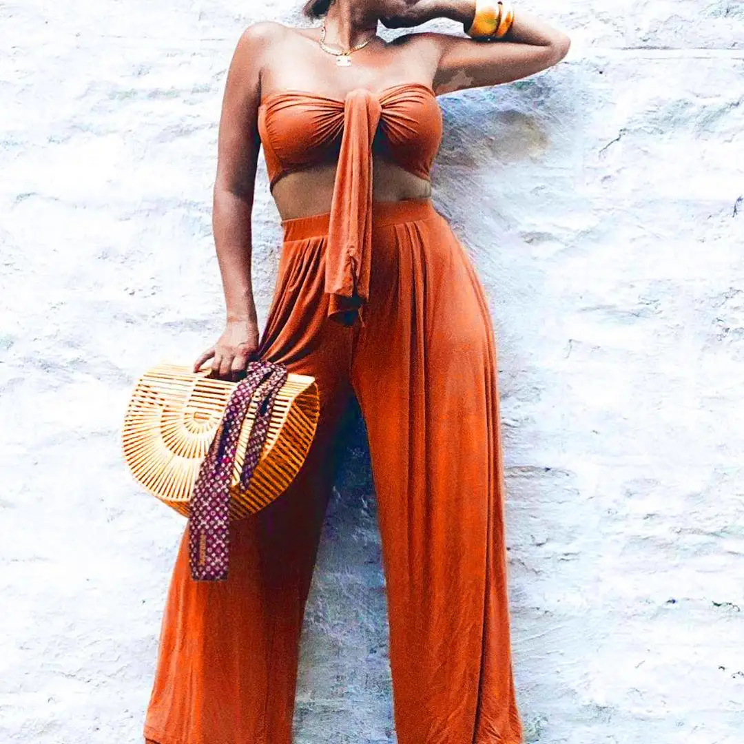 Plus size Strapless Sleeveless Crop Top Pants Sexy Sets Wide Leg Two Piece Pants Set Summer 2021
Plus size Strapless Sleeveless Crop Top Pants Sexy Sets Wide Leg Two Piece Pants Set Summer 2021