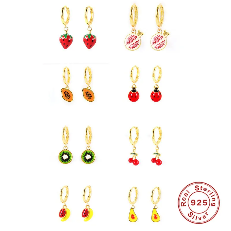 2021 New S925 Sterling Silver Cherry Glaze Charm Fruit Jewelry Earrings Pendant Charm Girl Temperament Earrings, Gold
2021 New S925 Sterling Silver Cherry Glaze Charm Fruit Jewelry Earrings Pendant Charm Girl Temperament Earrings, Gold