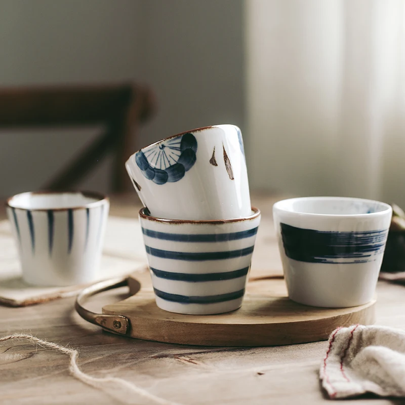 Retro Ceramic Tea cup Japanese Style Hand-painted Cup, Pottery color cup