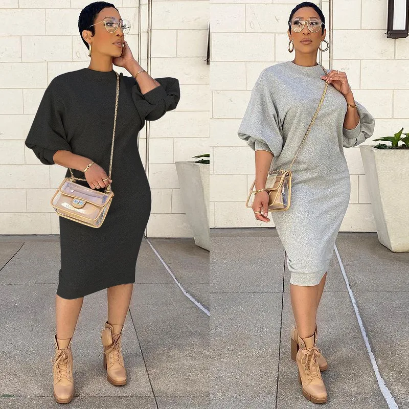 fall New sweater dress women clothing style five-point lantern sleeve loose long plus size sweater dress, Picture color
fall New sweater dress women clothing style five-point lantern sleeve loose long plus size sweater dress, Picture color