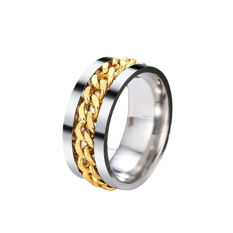 Wholesale Stainless Steel Ring Custom Fashion Rotatable Chain Titanium Steel Ring, As picture 
Wholesale Stainless Steel Ring Custom Fashion Rotatable Chain Titanium Steel Ring, As picture