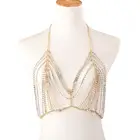 Stylish Women Shiny Crystal Rhinestone Mesh Body Bra Bikini Sexy Charm Body Chest Chain Jewelry