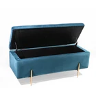 K&B wholesale modern Nordic design blue velvet fabric living room corner sofa bed with storage