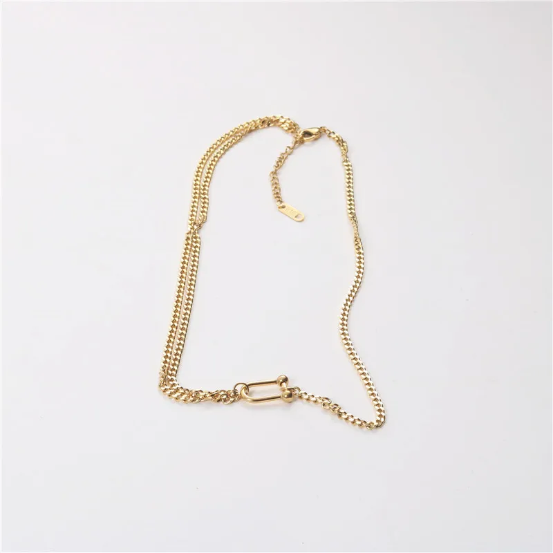 Jewelry Stainless Steel Double Circle Pendant Necklace Horseshoe Necklace Gold Jewelry, Gold color
Jewelry Stainless Steel Double Circle Pendant Necklace Horseshoe Necklace Gold Jewelry, Gold color