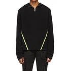 Long Sleeve Stretch Cotton Blend Jersey Embroidered Logo Hoodie Mens Black Half Zip Hoodie