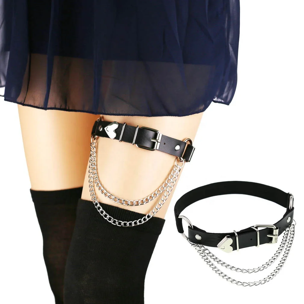 Punk Gothic PU Leather Handmade Irregular Garter Belt Personality Chain Peach Heart Garter Leg Ring, 16 colors to choosing
Punk Gothic PU Leather Handmade Irregular Garter Belt Personality Chain Peach Heart Garter Leg Ring, 16 colors to choosing