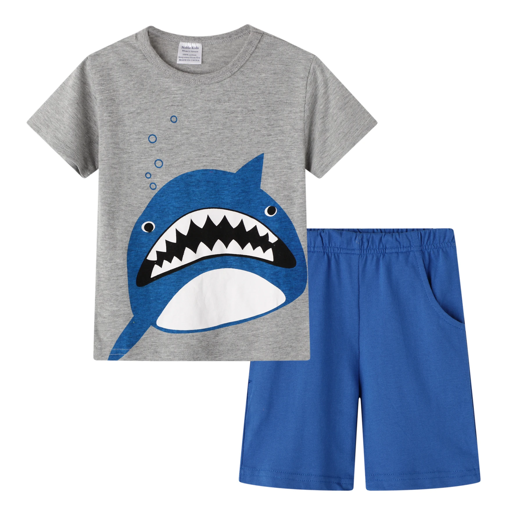 Hot selling Cartoon animals Shark custom Summer kids suits chidren outfit clothes sets
Hot selling Cartoon animals Shark custom Summer kids suits chidren outfit clothes sets