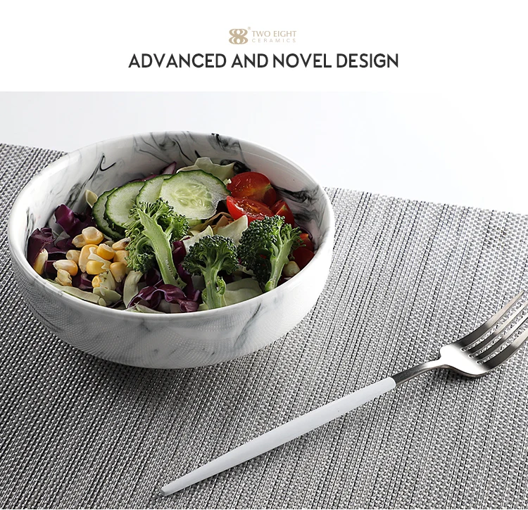 product-Two Eight-Dinnerware Supplier Hot Sale Porcelain Unique Salad Bowls, Restaurant Ceramic Marb