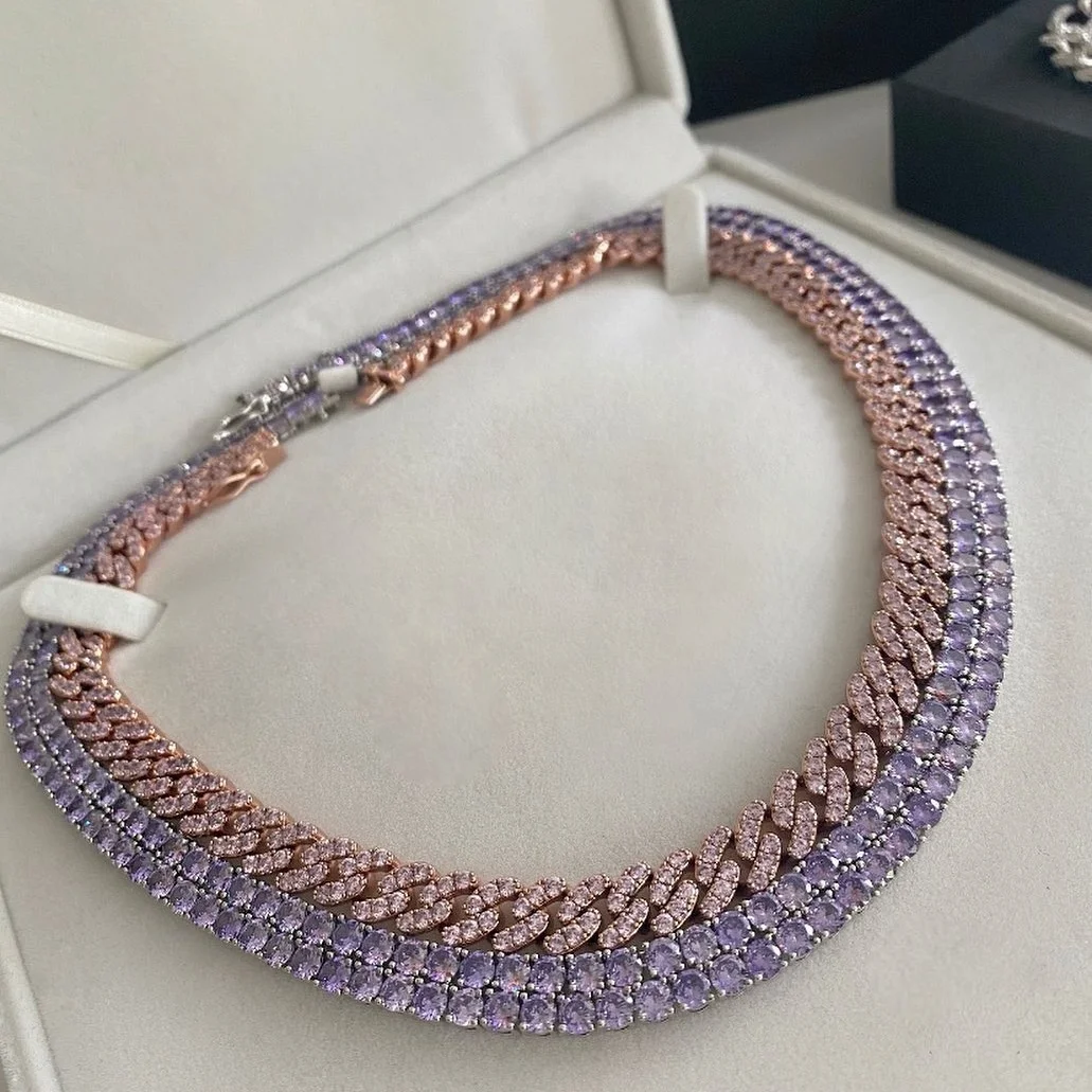 2020 Luxury 5mm round cut purple cz paved women choker necklace with silver color plated hip hop new necklace jewelry wholesale, Black
2020 Luxury 5mm round cut purple cz paved women choker necklace with silver color plated hip hop new necklace jewelry wholesale, Black