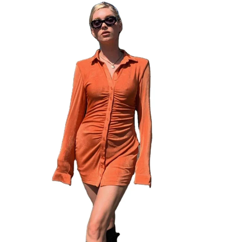 sexy elegant buttons slim fashion autumn and winter pleated slim shirt collar temperament ladies casual dress
sexy elegant buttons slim fashion autumn and winter pleated slim shirt collar temperament ladies casual dress