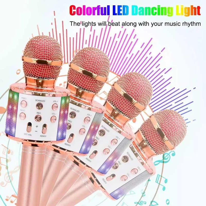 Wireless Karaoke Microphone Handheld Portable Speaker Home KTV Player with Dancing LED Lights Record Karaoke Microphon, Black ,gold ,rose,blue,pink,silver
Wireless Karaoke Microphone Handheld Portable Speaker Home KTV Player with Dancing LED Lights Record Karaoke Microphon, Black ,gold ,rose,blue,pink,silver