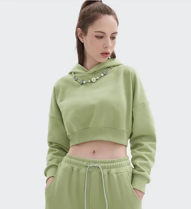 Cotton french terry OEM Custom Logo US size drop shoulder long sleeve solid color Womens CropTop Hoodie, Available
Cotton french terry OEM Custom Logo US size drop shoulder long sleeve solid color Womens CropTop Hoodie, Available