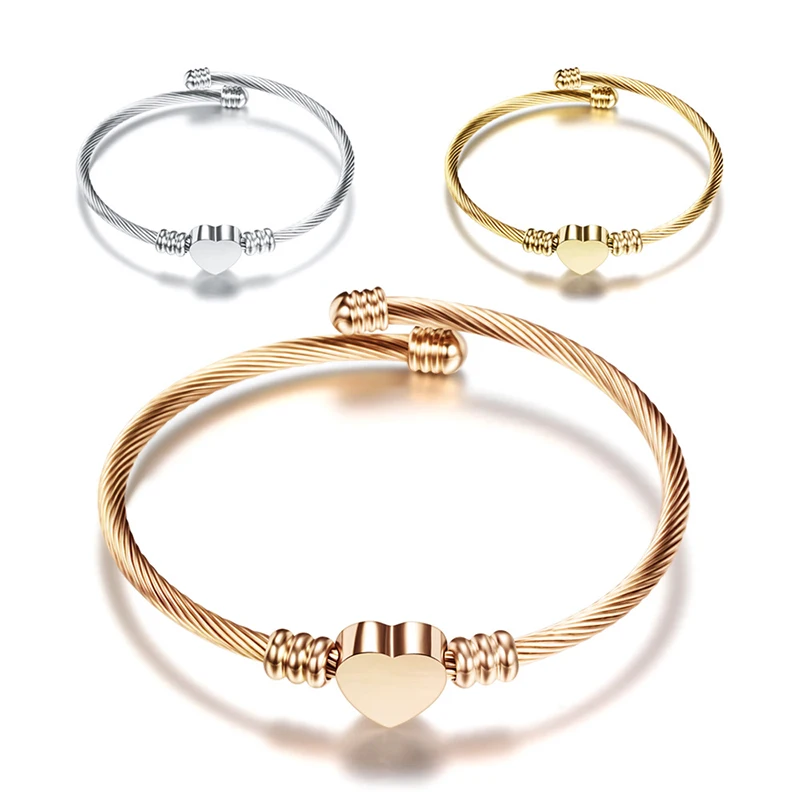 Fashion Stainless Steel Heart Adjustable Bracelet For Women Twisted Cable Wire Charm Bracelet Bangle Jewelry (SK746), As picture
Fashion Stainless Steel Heart Adjustable Bracelet For Women Twisted Cable Wire Charm Bracelet Bangle Jewelry (SK746), As picture