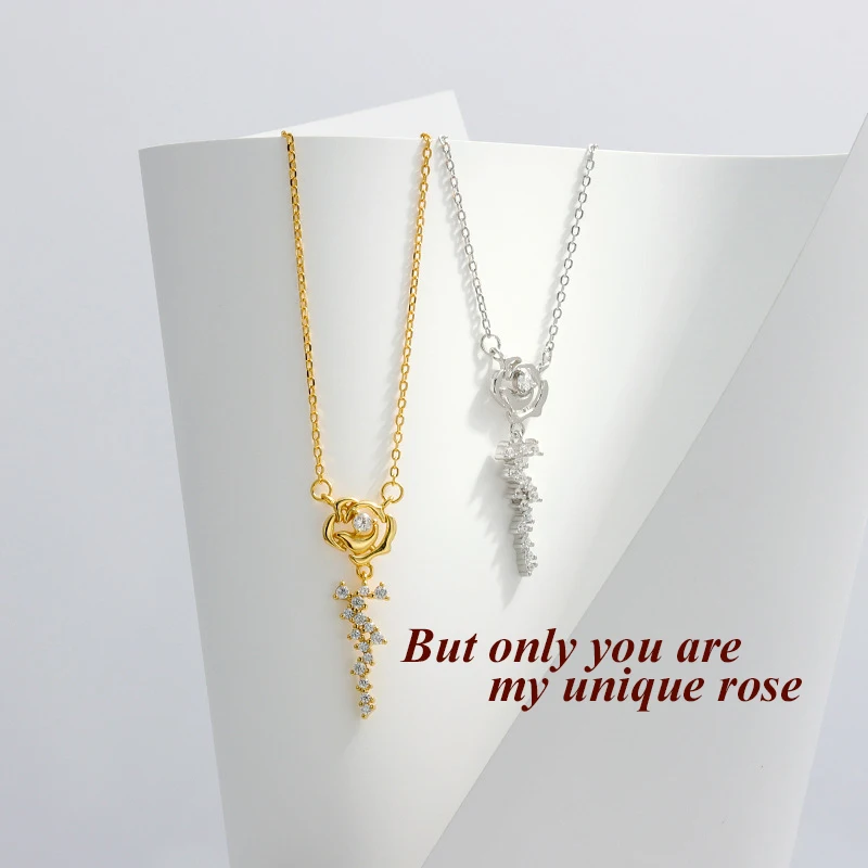 Fashion S925 Silver 18K Gold Minimalist Rose Flower Diamond Zircon Custom Elegant Fine Pendant Necklace Jewelry Gifts for women
Fashion S925 Silver 18K Gold Minimalist Rose Flower Diamond Zircon Custom Elegant Fine Pendant Necklace Jewelry Gifts for women