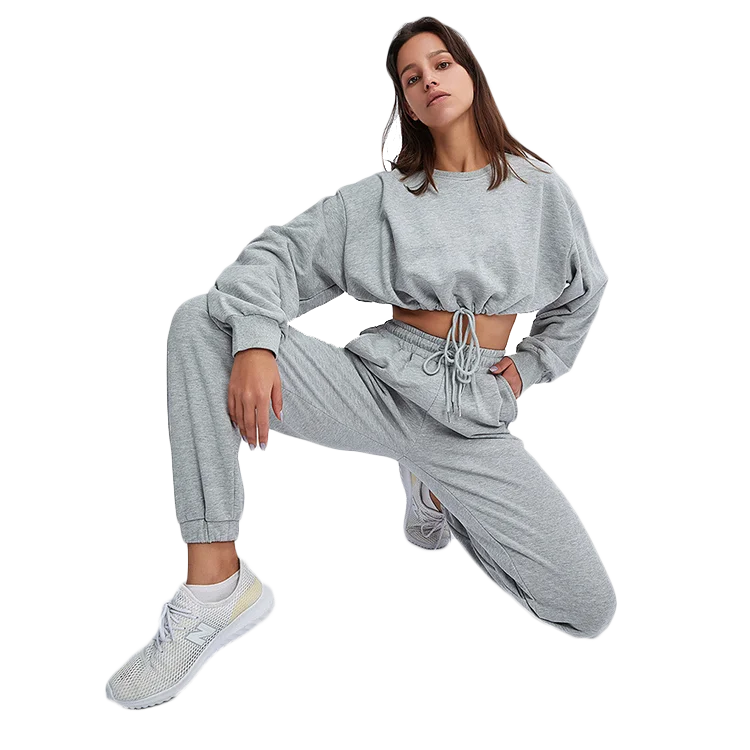 Wholesale Women's Custom Logo Knit Two Piece Set Women Loungewear Sweatshirt and Joggers Crop Top Hoodie Set
Wholesale Women's Custom Logo Knit Two Piece Set Women Loungewear Sweatshirt and Joggers Crop Top Hoodie Set