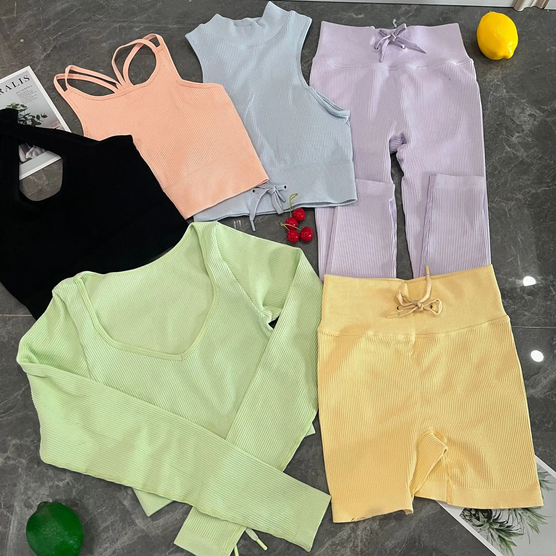 Wholesale 6 PCS Seamless Yoga Suit Athletic Sports Wear Activewear Workout Clothing Outfits Woman Yoga Set Gym Fitness Sets
Wholesale 6 PCS Seamless Yoga Suit Athletic Sports Wear Activewear Workout Clothing Outfits Woman Yoga Set Gym Fitness Sets