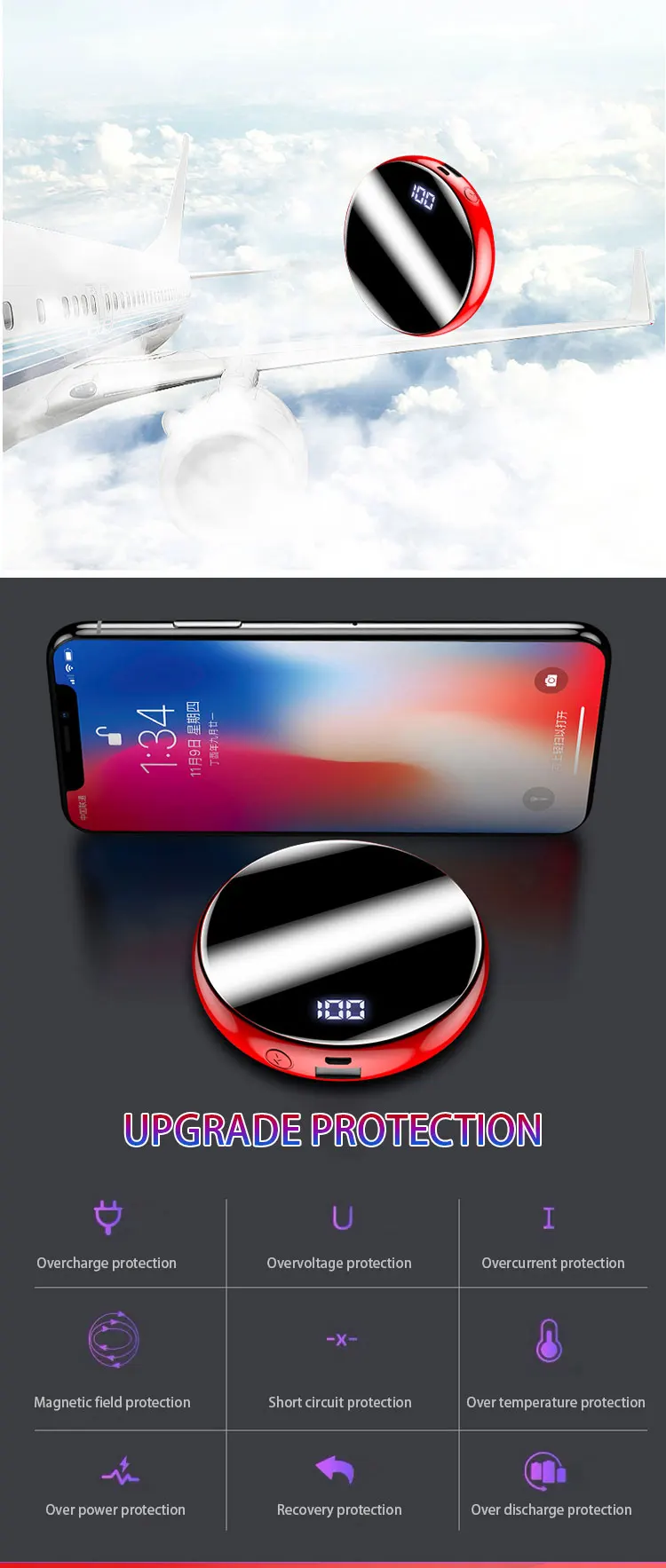 portable 10000mah lithium battery DC Dual USB 5v.1a mini pocket digital power bank for mobile - ANKUX.COM