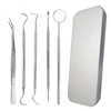 5 Pcs Stainless Steel Oral Care Tool Plaque Tarter Remover Mouth Mirror Dental Hygiene Kit with Plastic Storage Box