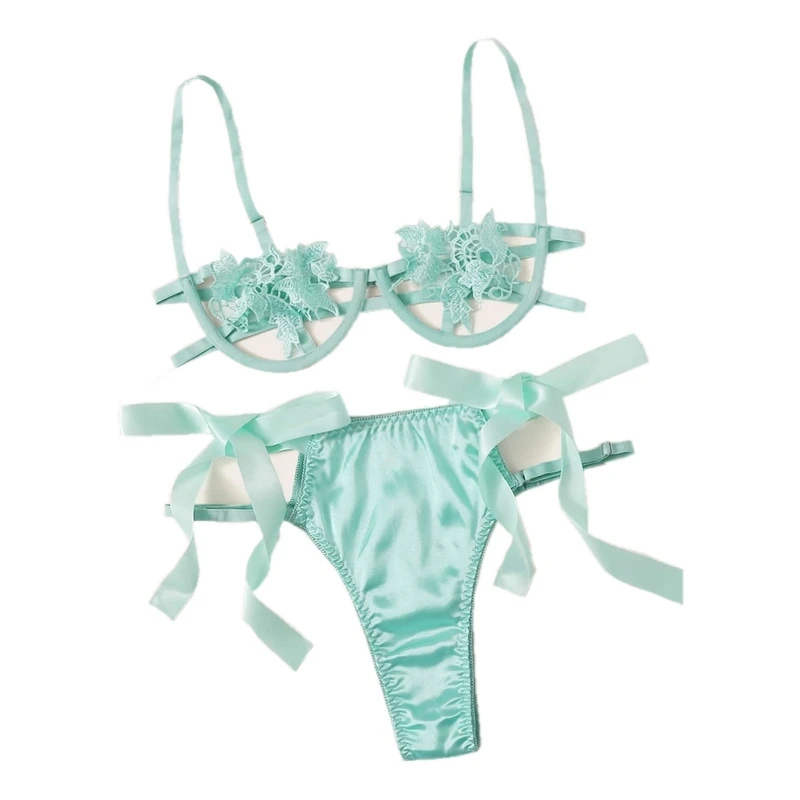 Factory hot sexy small fresh Embroidery Satin bandage leakage temptation super coquettish sexy lingerie Set, Light blue
Factory hot sexy small fresh Embroidery Satin bandage leakage temptation super coquettish sexy lingerie Set, Light blue