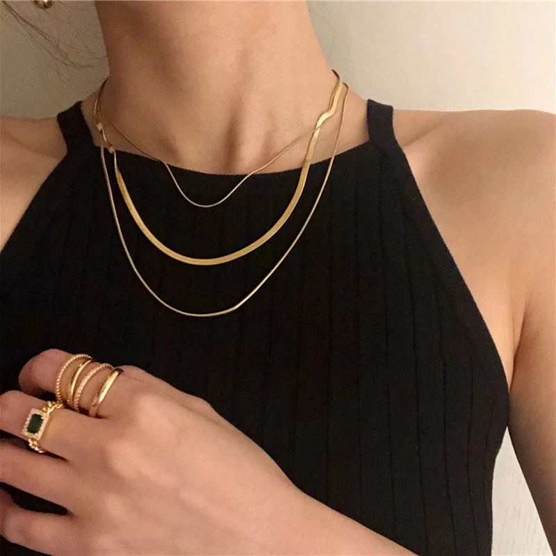 New Vintage Trendy 3 Pcs/Set Snake Bone Chains Necklaces Stainless Steel Gold Chain Necklace For Women
New Vintage Trendy 3 Pcs/Set Snake Bone Chains Necklaces Stainless Steel Gold Chain Necklace For Women