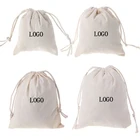 Personalized Colorful custom logo printed canvas cotton drawstring bag with double string