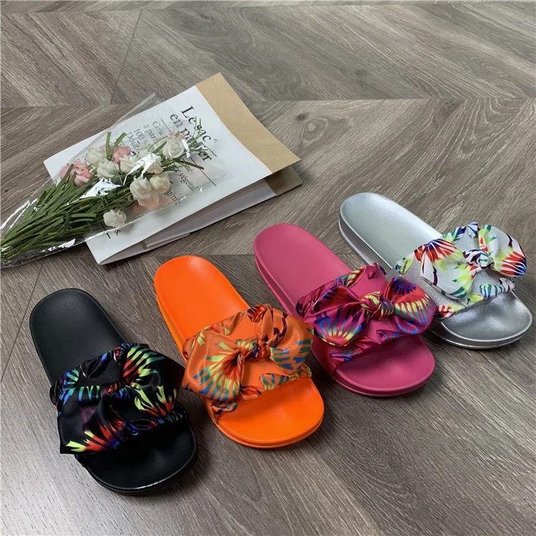 Wholesale Bowknot Women's Sandals Shoes Rainbow Flat Slides Slippers For Women, Customized color
Wholesale Bowknot Women's Sandals Shoes Rainbow Flat Slides Slippers For Women, Customized color