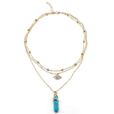 New Fashion Multi Layer Beaded Evil Eyes Necklaces Multicolored Evil Eyes Hexagonal Column Pendant Necklace For Gift
New Fashion Multi Layer Beaded Evil Eyes Necklaces Multicolored Evil Eyes Hexagonal Column Pendant Necklace For Gift