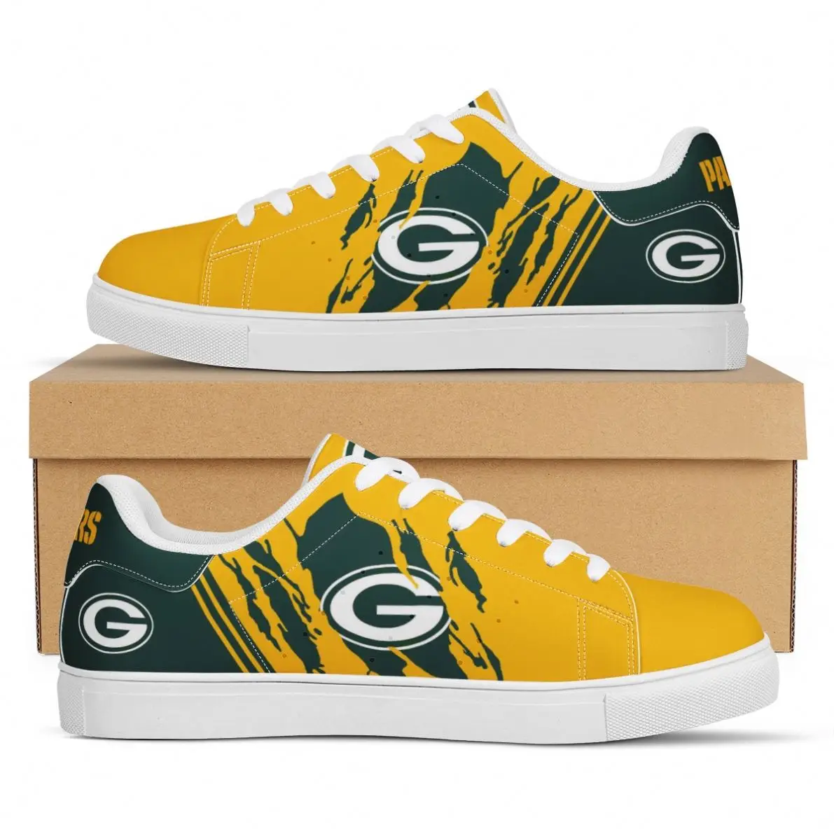Wholesale Teams Packers Custom Print Logo Design Sport Sneaker Unisex Breathable Football Team Casual Shoes
Wholesale Teams Packers Custom Print Logo Design Sport Sneaker Unisex Breathable Football Team Casual Shoes
