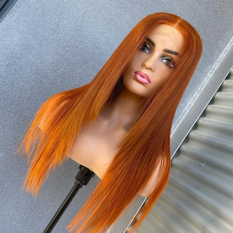 Orange Color Colored Wig Long Silk Straight Virgin Human Hair 13x4 Lace Front Wigs with Natura Hairline
Orange Color Colored Wig Long Silk Straight Virgin Human Hair 13x4 Lace Front Wigs with Natura Hairline