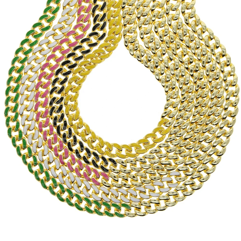 Multi Colored White Green Red Yellow Black Rainbow Colorful Enamel Miami Cuban Link Chain Two Tone Choke Necklace For Men Women
Multi Colored White Green Red Yellow Black Rainbow Colorful Enamel Miami Cuban Link Chain Two Tone Choke Necklace For Men Women