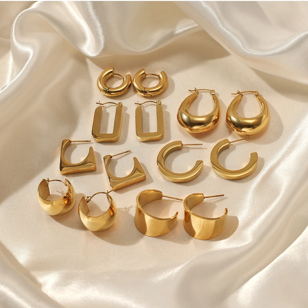 Vintage Stainless Steel Geometric Earrings Personality Gold Plated Hoop Earrings For Women Party
Vintage Stainless Steel Geometric Earrings Personality Gold Plated Hoop Earrings For Women Party