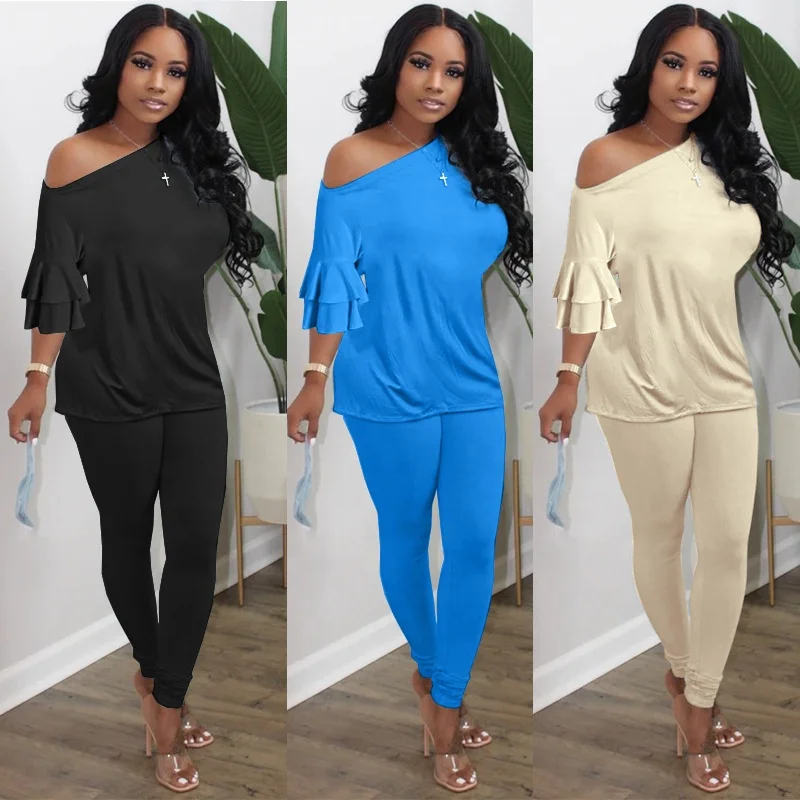 DLL-XY8056 New arrival custom logo ladies clothing suit flare sleeve cute woman two pieces solid summer 2 piece set women
DLL-XY8056 New arrival custom logo ladies clothing suit flare sleeve cute woman two pieces solid summer 2 piece set women