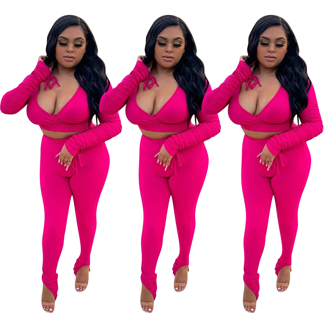 Foma clothing D8311 plus size crop top Women's clothing 2 piece sets solid casual two piece women's suit
Foma clothing D8311 plus size crop top Women's clothing 2 piece sets solid casual two piece women's suit