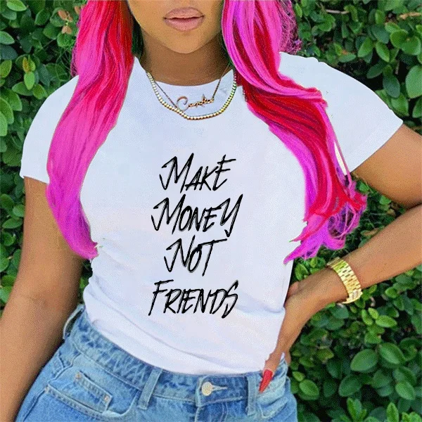 Wholesale Not Friends Summer Women Print T-shirt Short Sleeve100 Cotton Black Girl Oversized Woman T Shirts
Wholesale Not Friends Summer Women Print T-shirt Short Sleeve100 Cotton Black Girl Oversized Woman T Shirts