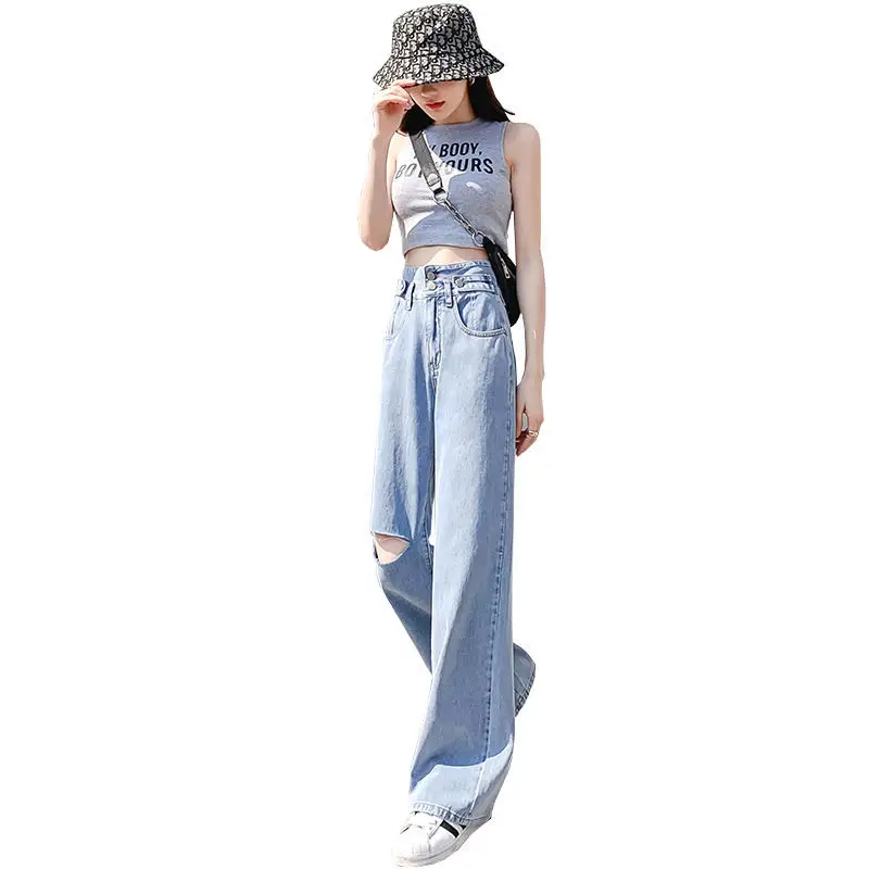 Manufacture custom wholesales High waist Ripped Broken Holes Ladies soft Loose Women Juvenil Mujer Muj straight Wide Leg Jeans, Blue
Manufacture custom wholesales High waist Ripped Broken Holes Ladies soft Loose Women Juvenil Mujer Muj straight Wide Leg Jeans, Blue