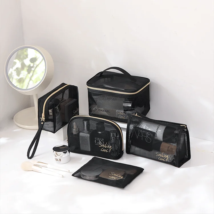Custom wash Toiletry Bag Black transparent gauze makeup bag simple travel Cosmetic Bag
Custom wash Toiletry Bag Black transparent gauze makeup bag simple travel Cosmetic Bag