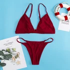 Custom Cute Triangle Swimsuits Sling Classic Solid Color Bikini Sexy Thong Swimwear Brazilian Bikini