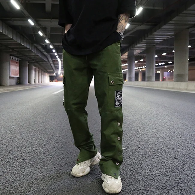 OEM vintage side button loose straight embroidery cargo pants couple hiphop casual trousers stretch waist side pocket work wear
OEM vintage side button loose straight embroidery cargo pants couple hiphop casual trousers stretch waist side pocket work wear