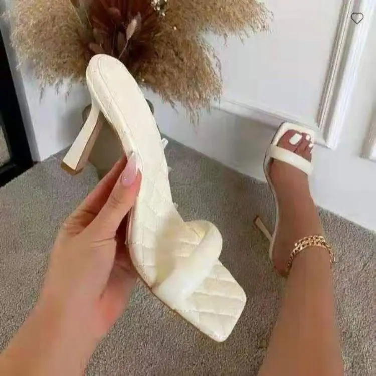 European station 2021 new rhomboids high-heel square toe comfortable sandals, White,brown or customized
European station 2021 new rhomboids high-heel square toe comfortable sandals, White,brown or customized