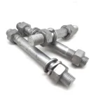 Steel DIN 940 grade 4.8 5.8 6.8 m8 m10 HDG stud double end bolt with hex nuts and spring lock washers