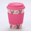 Z065 2019 Factory Price Promotional Custom Plastic PP Silicone cover bamboo fiber Reusable Coffee Cup with Lid